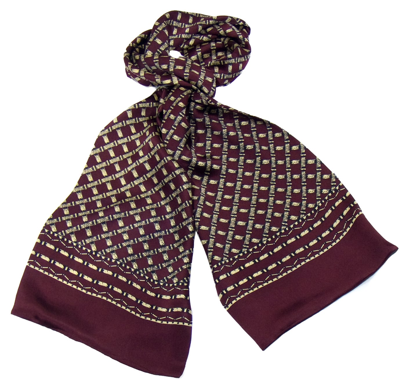 foulard en soie homme bordeaux quadrille 2-min