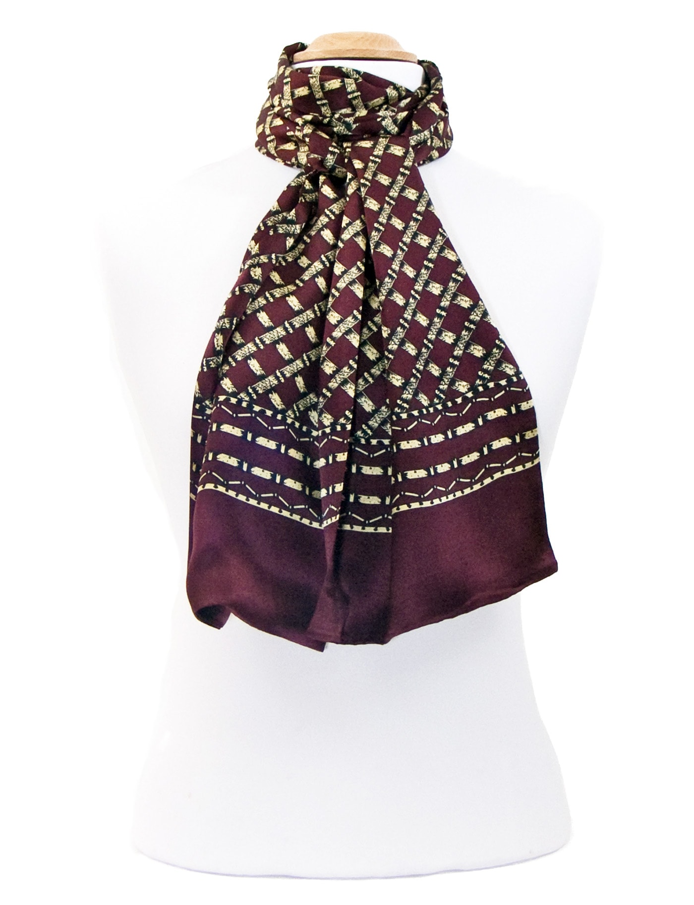 foulard en soie homme bordeaux quadrille 3-min