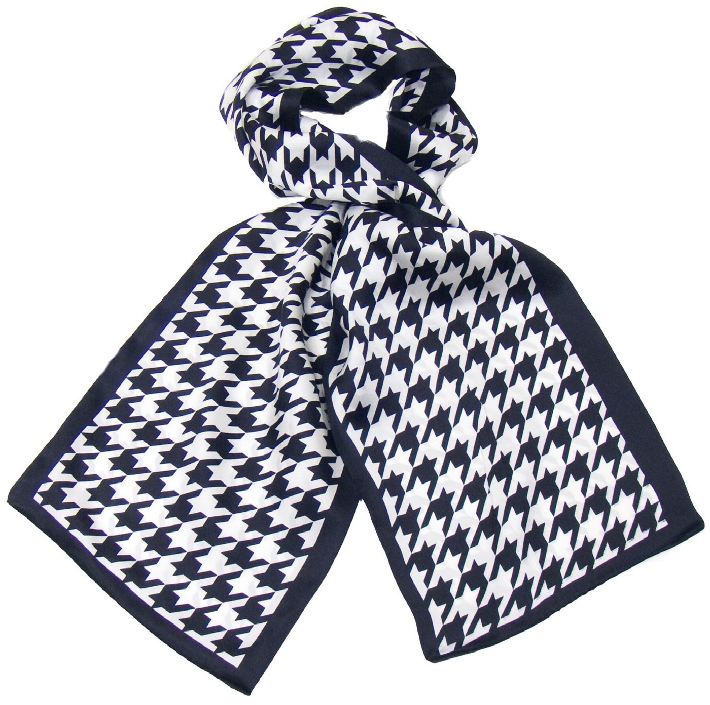 Foulard soie homme pied de poule bleu