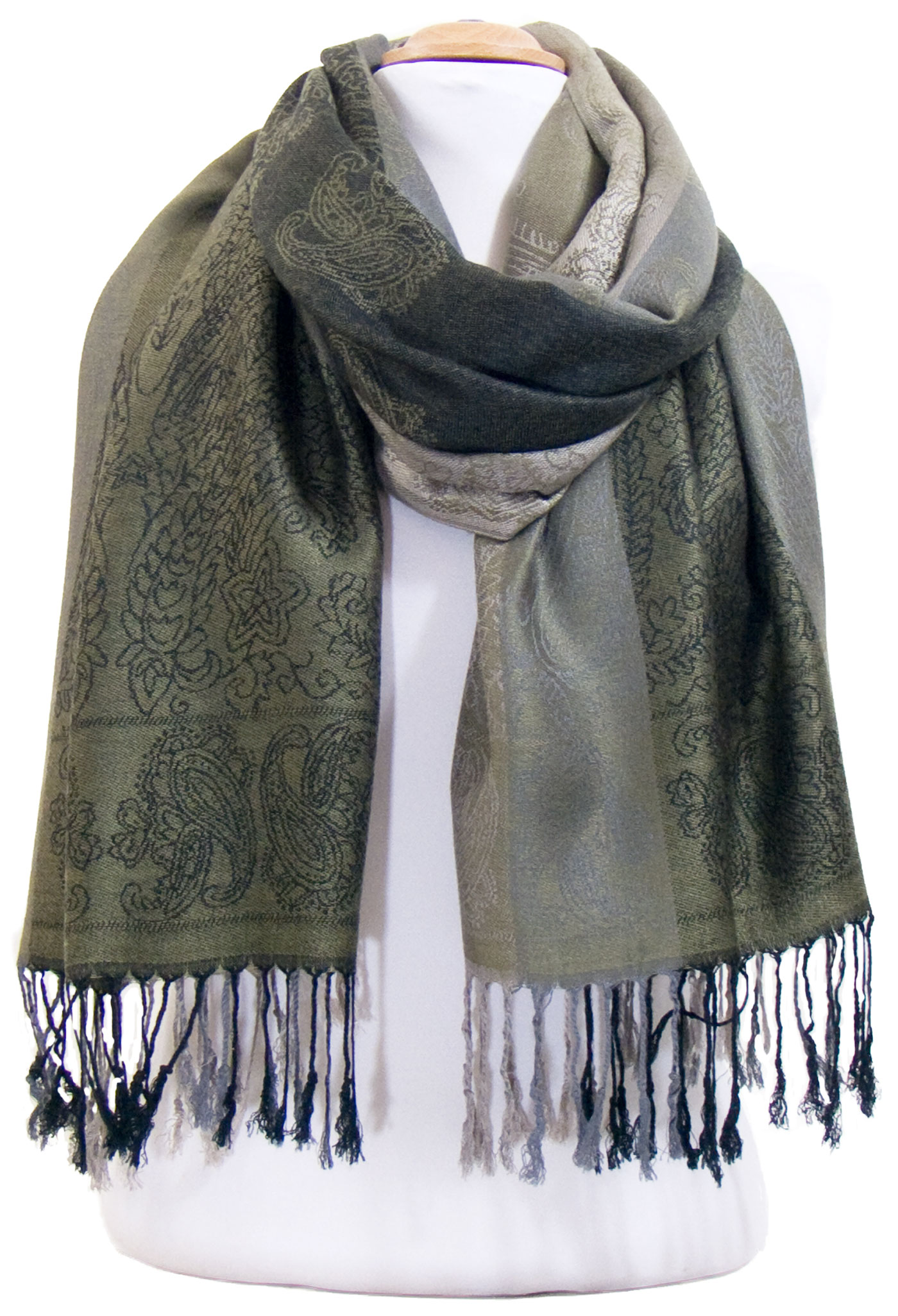 étole pashmina vert rayures 3