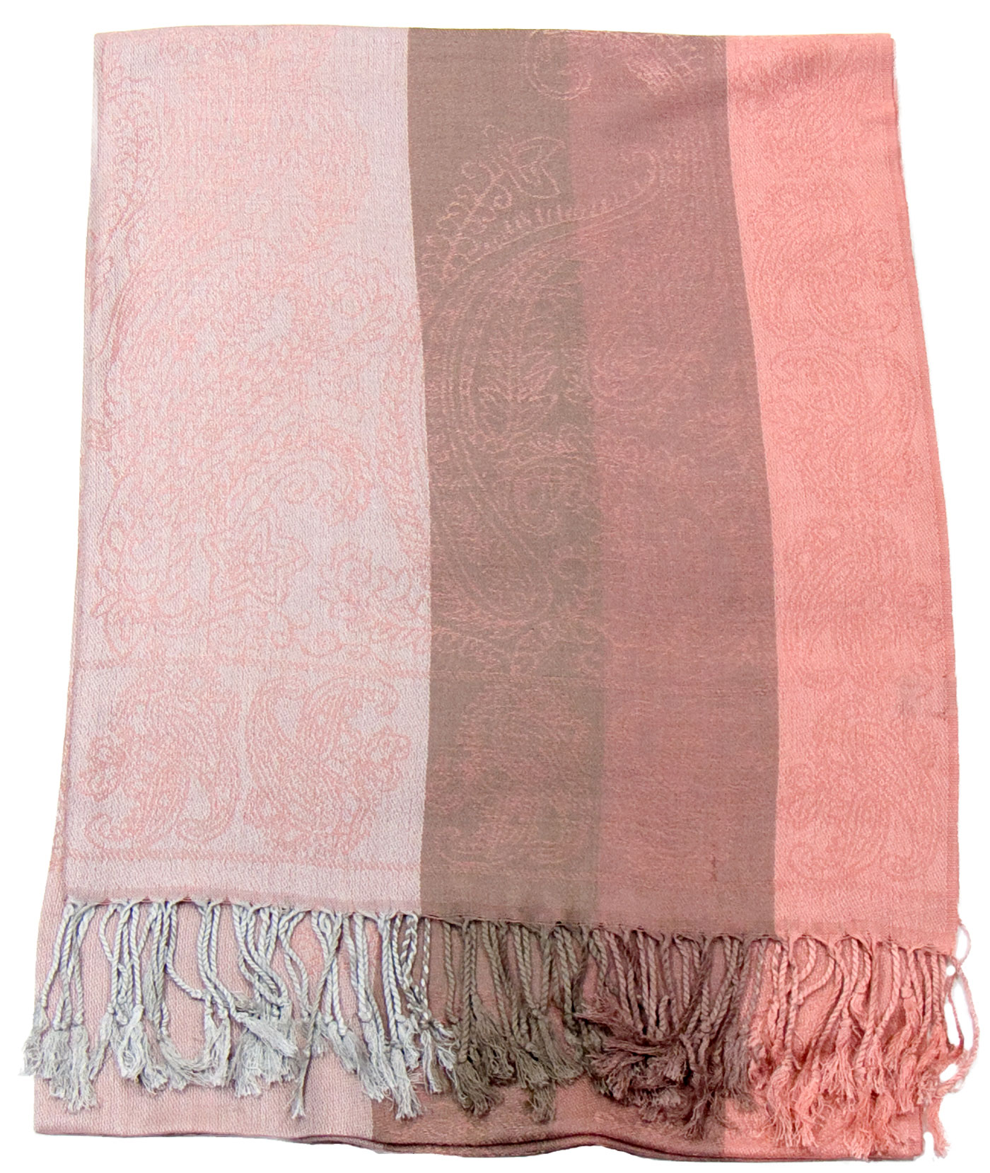 étole pashmina rose saumon rayures 1