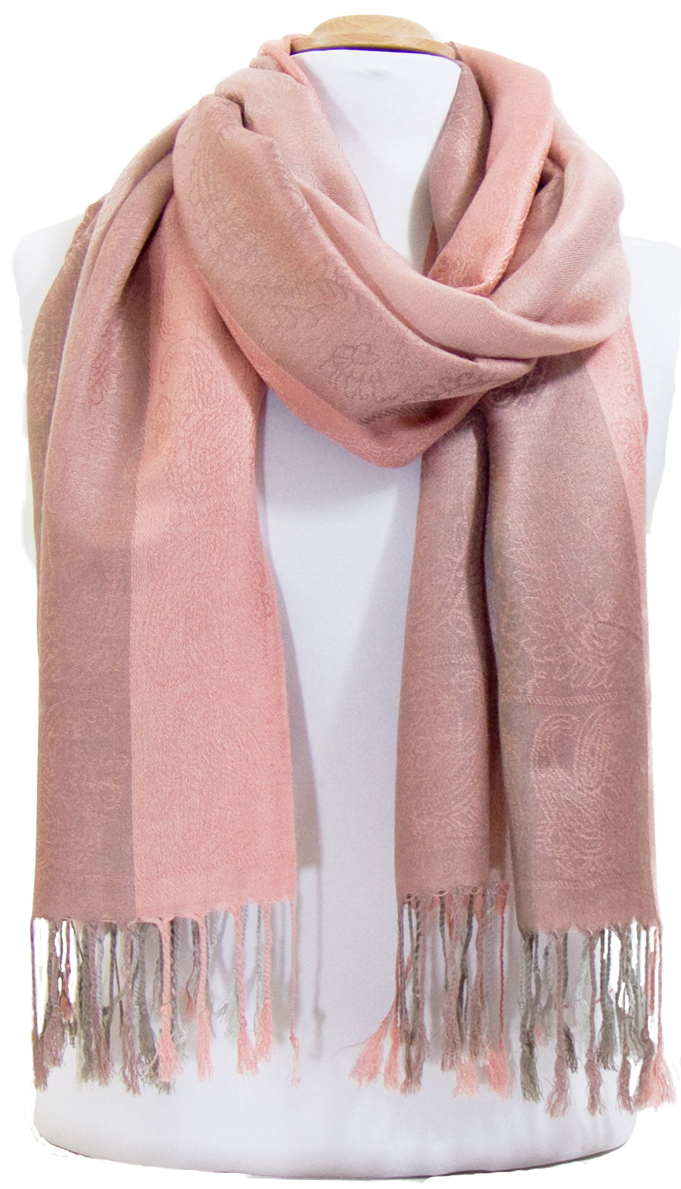 étole pashmina rose saumon rayures 3