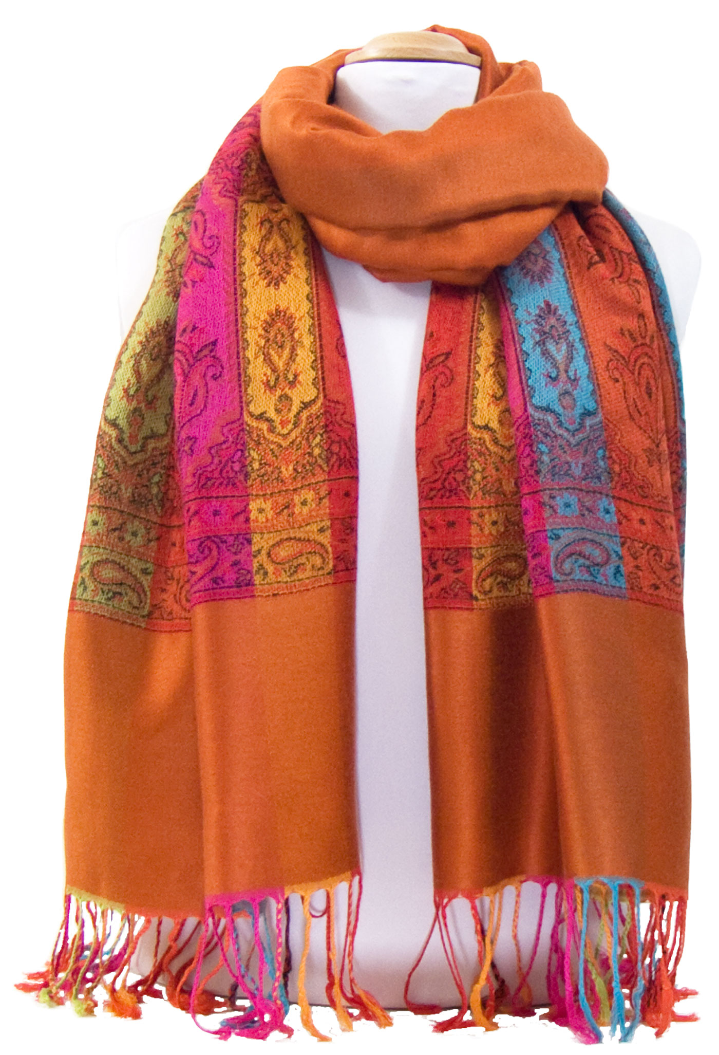 étole orange brique pashmina motifs 3