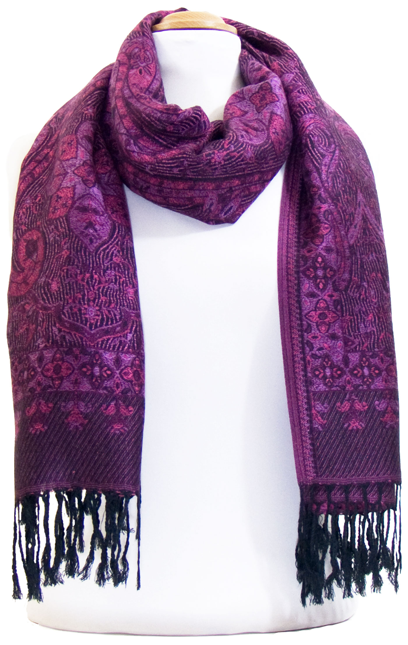 étole pashmina rose framboise baroque 3