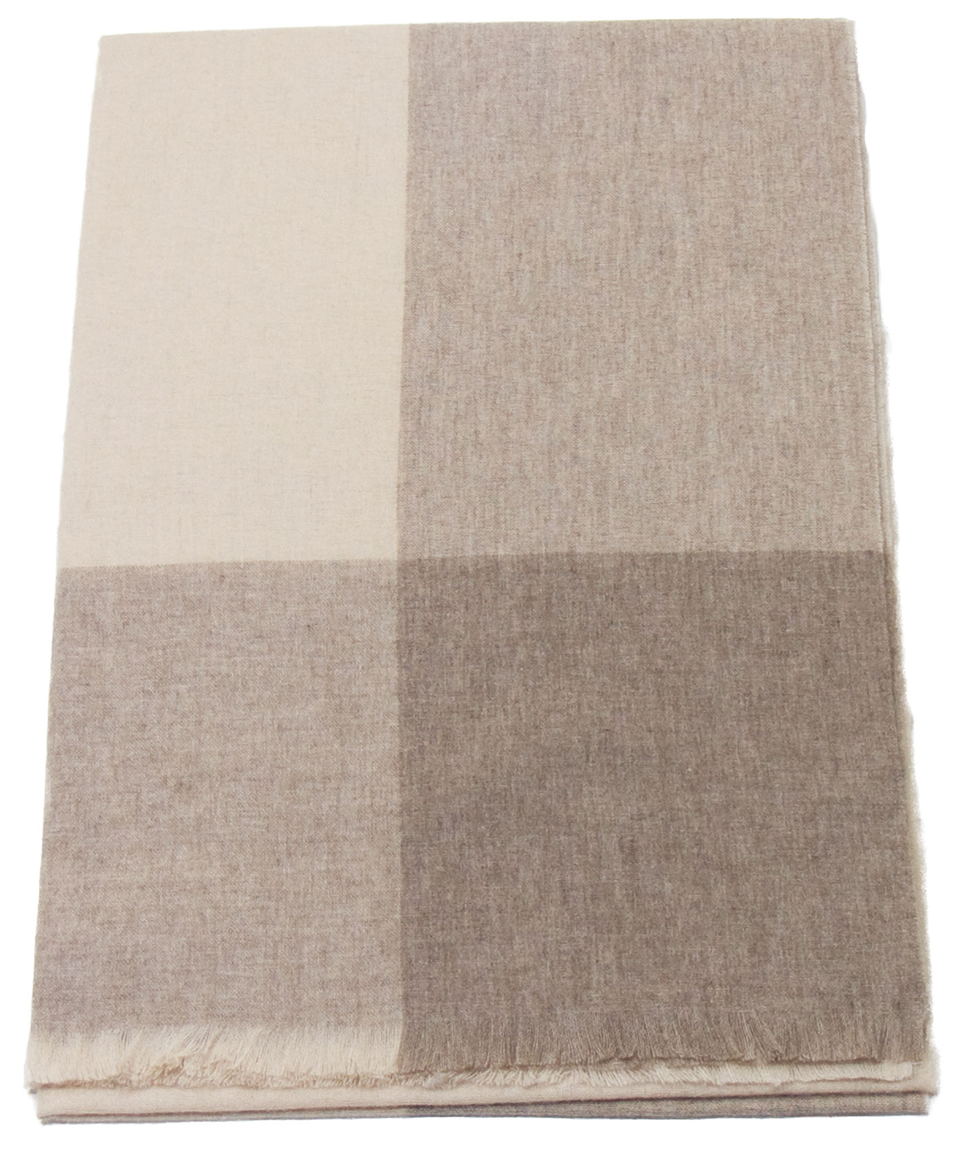 Etole cachemire laine beige carreaux 1