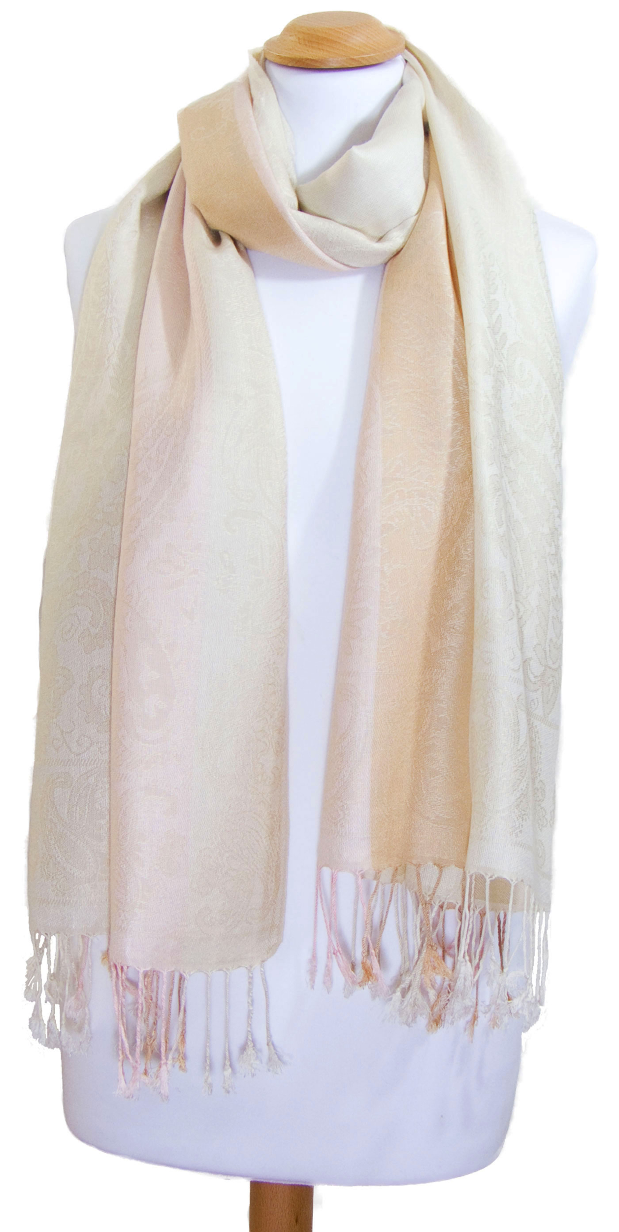étole pashmina  écru motifs 2