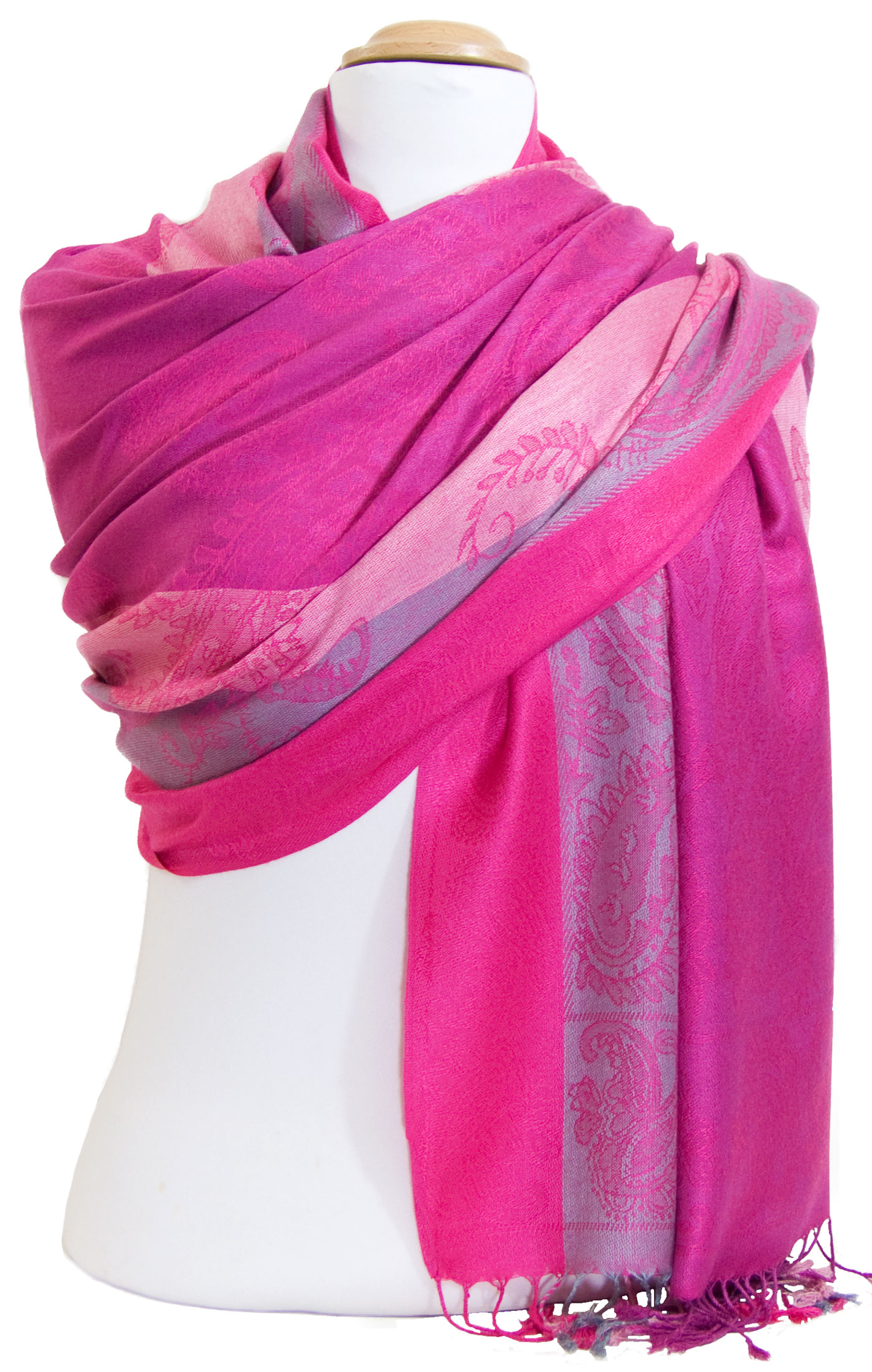 étole pashmina rose fushia motifs 5