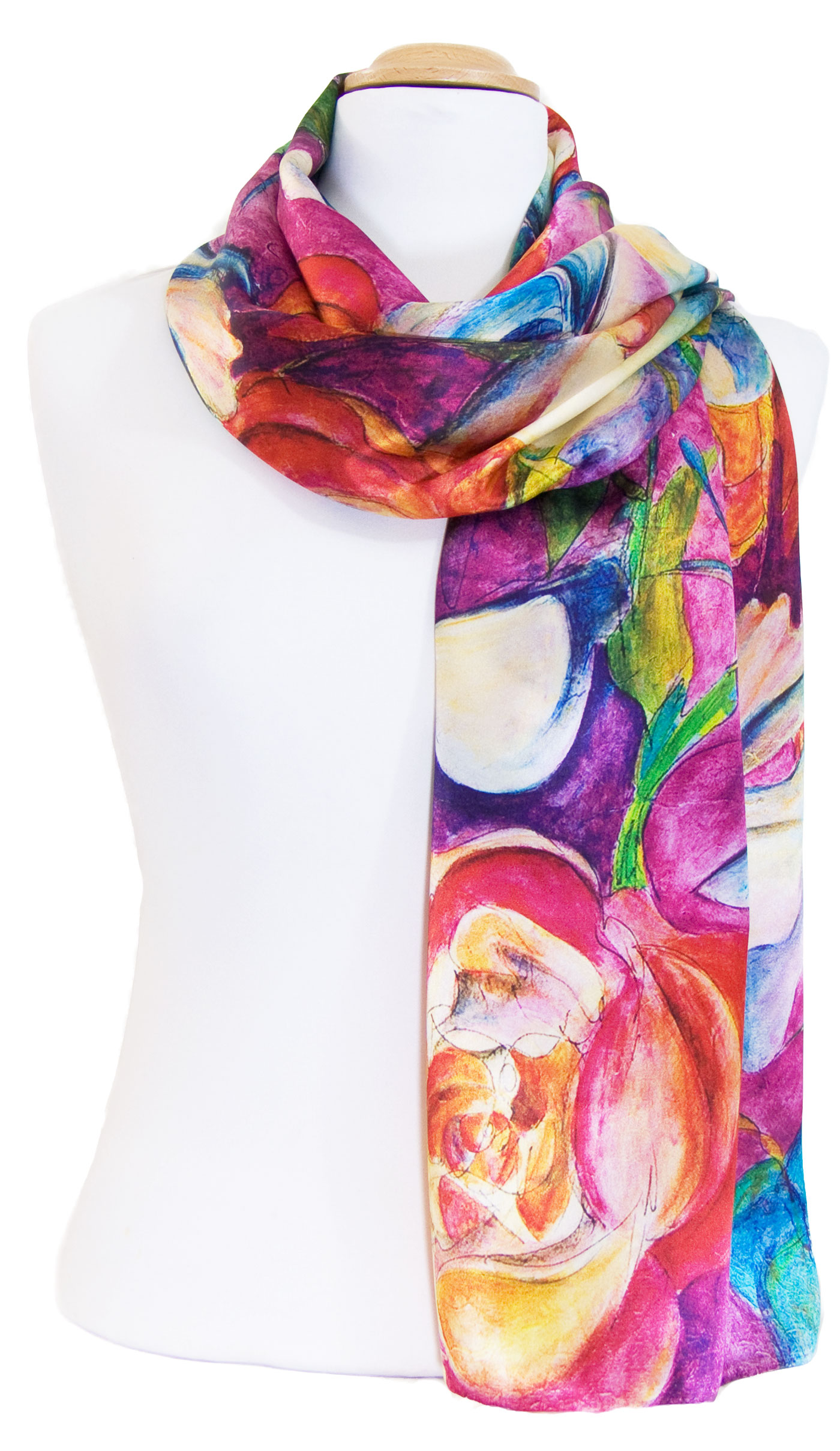 Foulard écharpe soie rose fushia lia