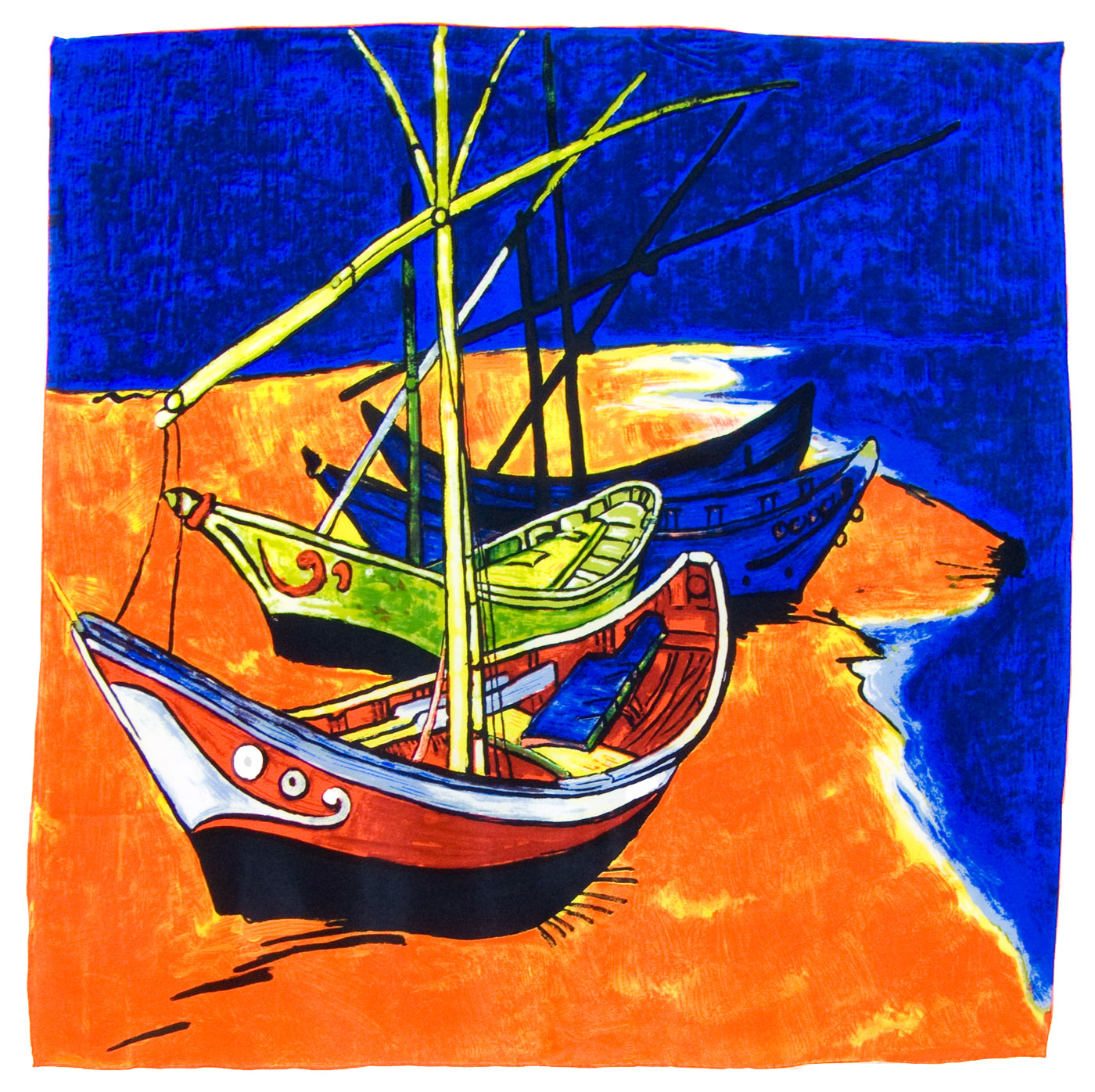 Carré en soie Barques des Saintes-Maries de la mer Van Gogh