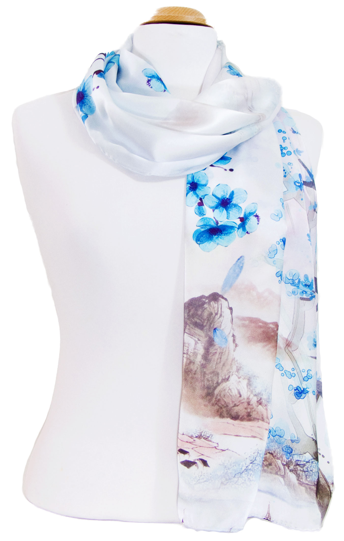 foulard écharpe soie bleu akemi 1