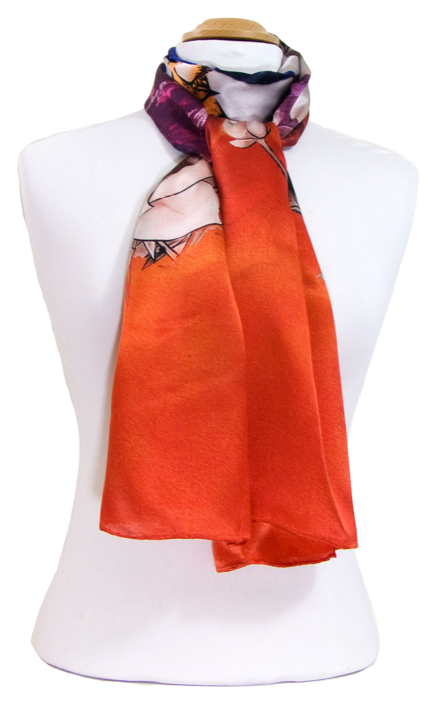 foulard écharpe soie orange lotus 4