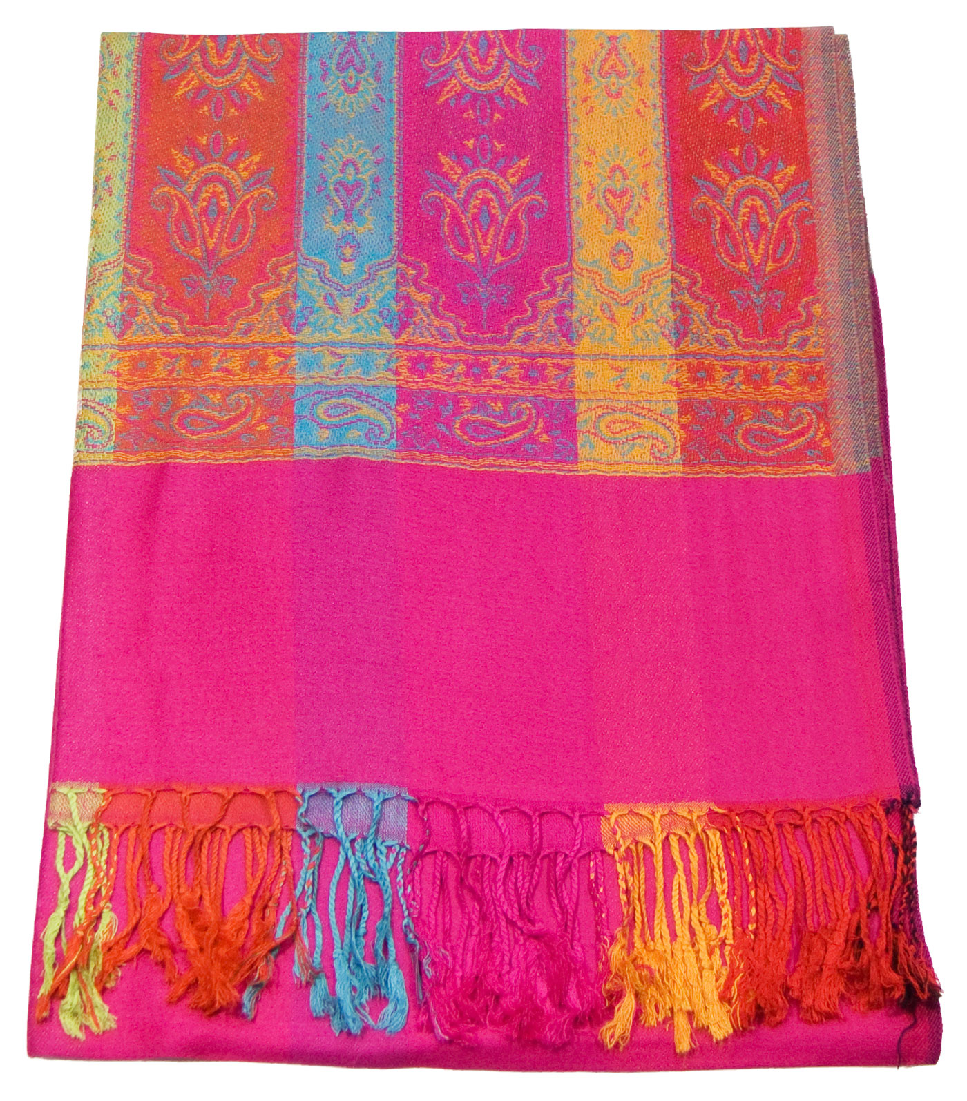 étole rose fushia pashmina motifs 1