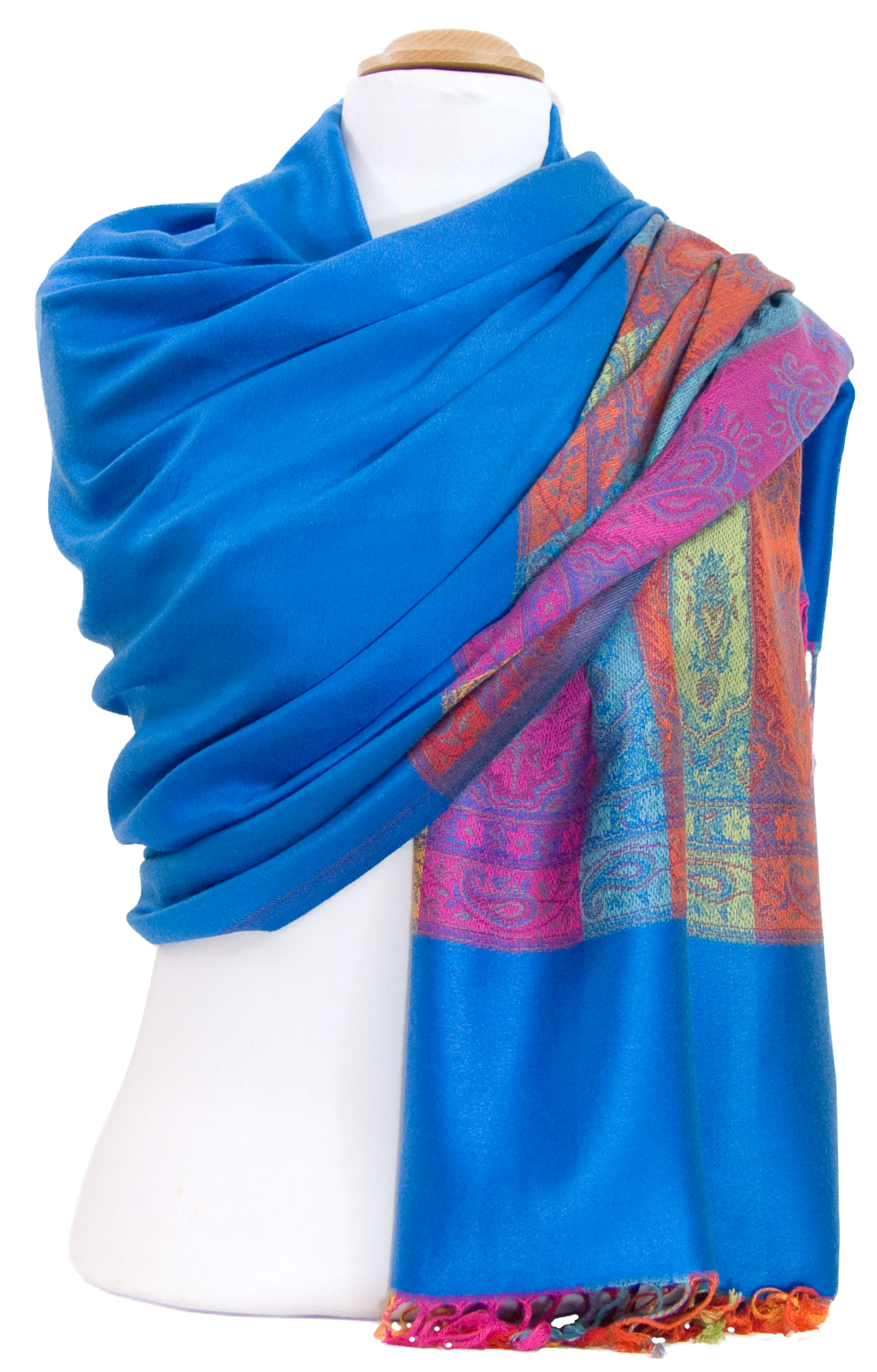 étole bleu foncé pashmina motifs 4