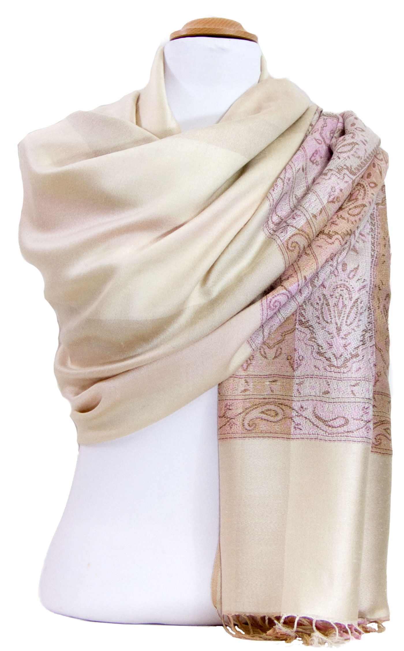 étole écru pashmina motifs 4