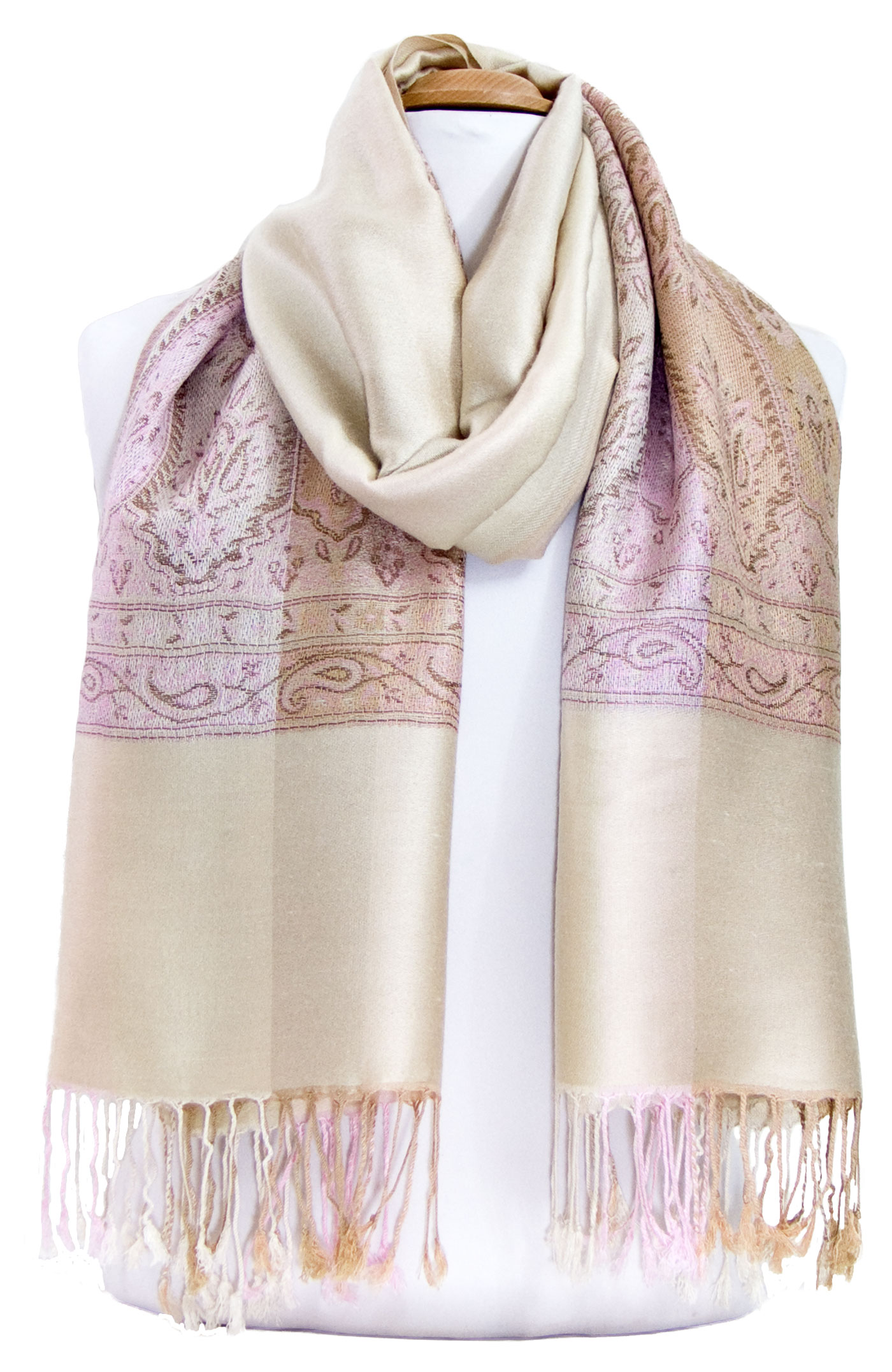 étole écru pashmina motifs 5