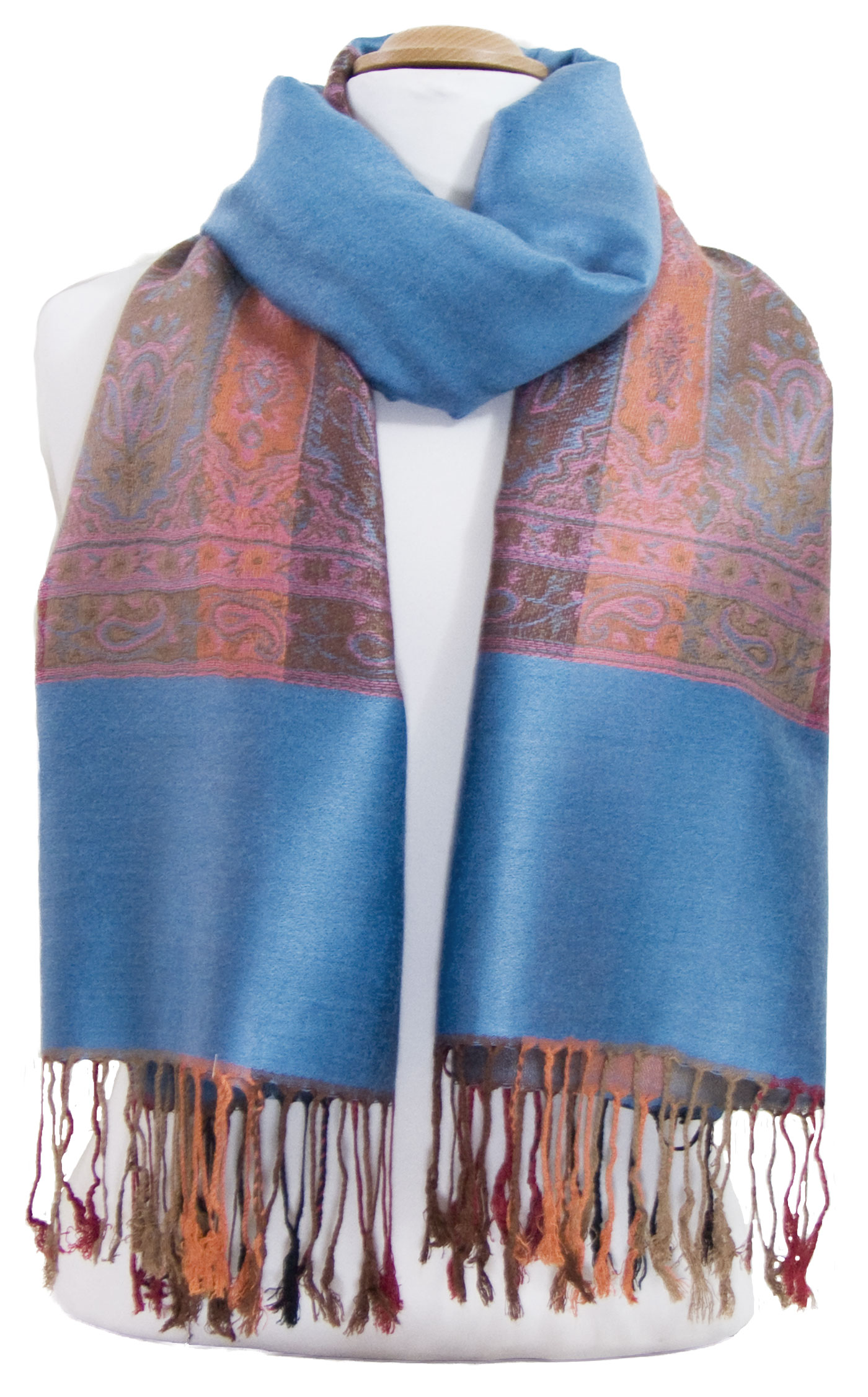 étole bleu gris pashmina motifs 5