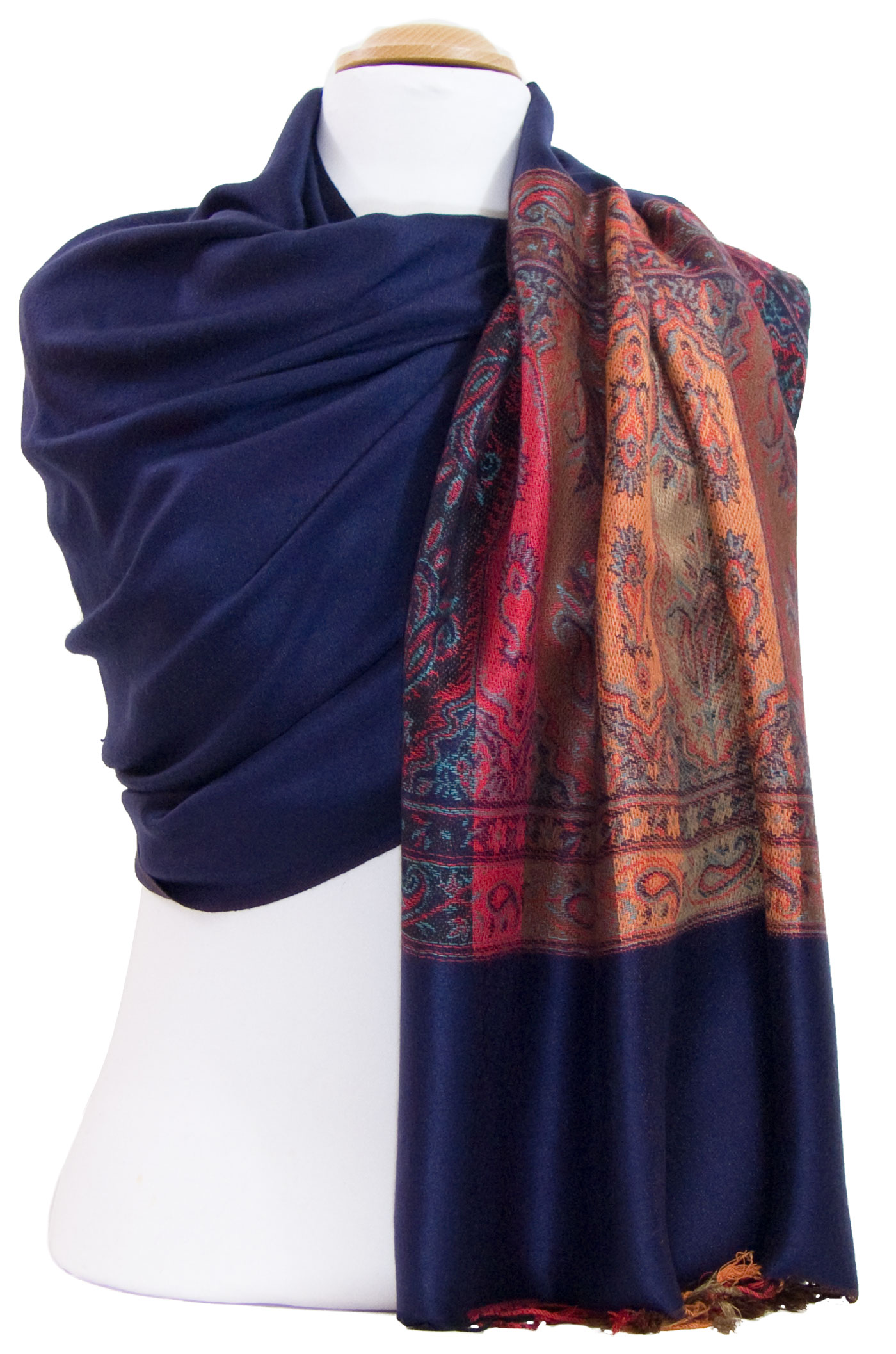 étole bleu marine pashmina motifs 3