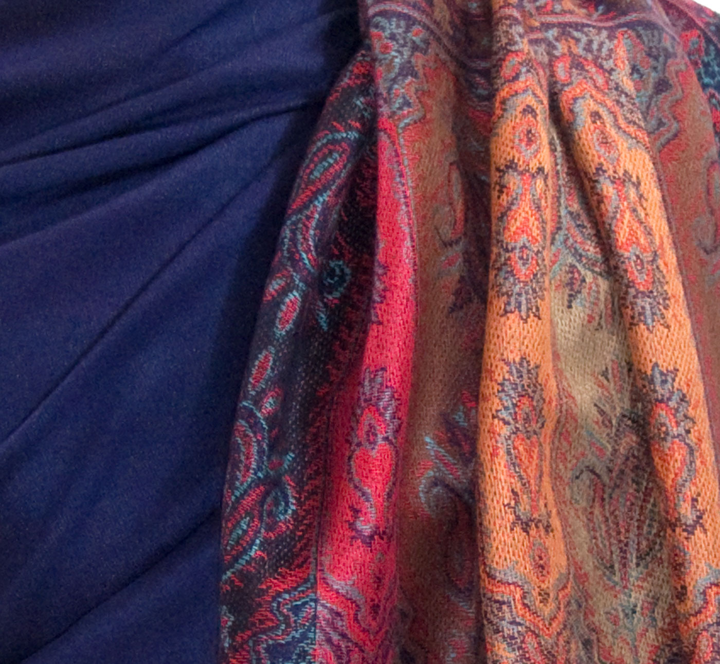 étole bleu marine pashmina motifs 4