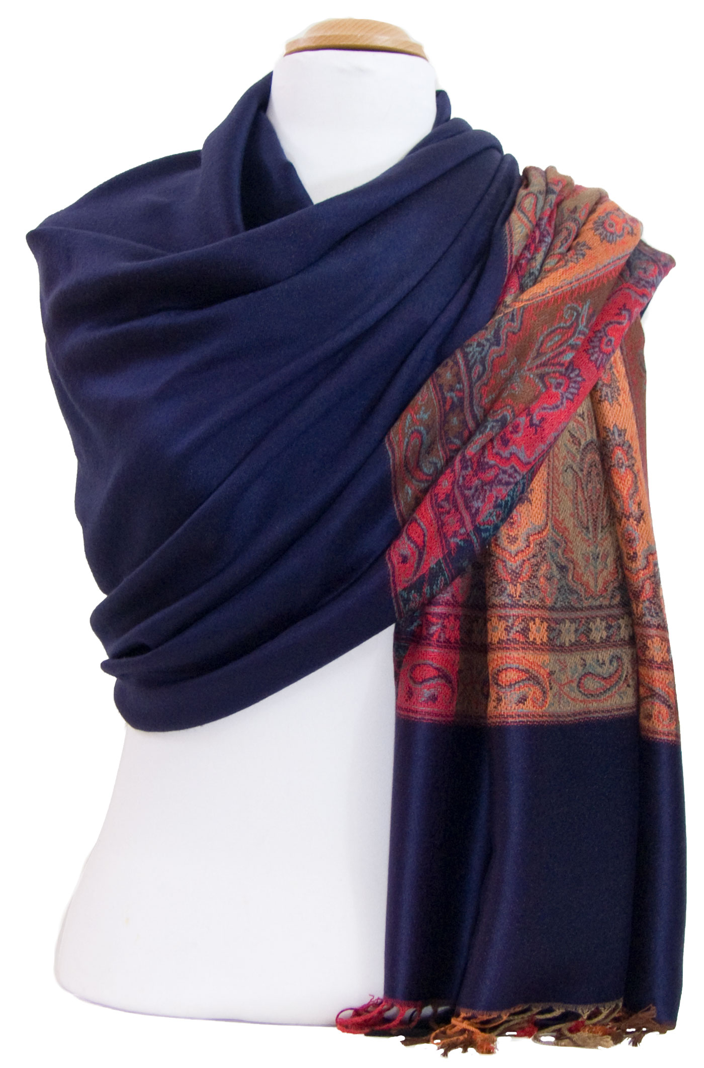 étole bleu marine pashmina motifs 5