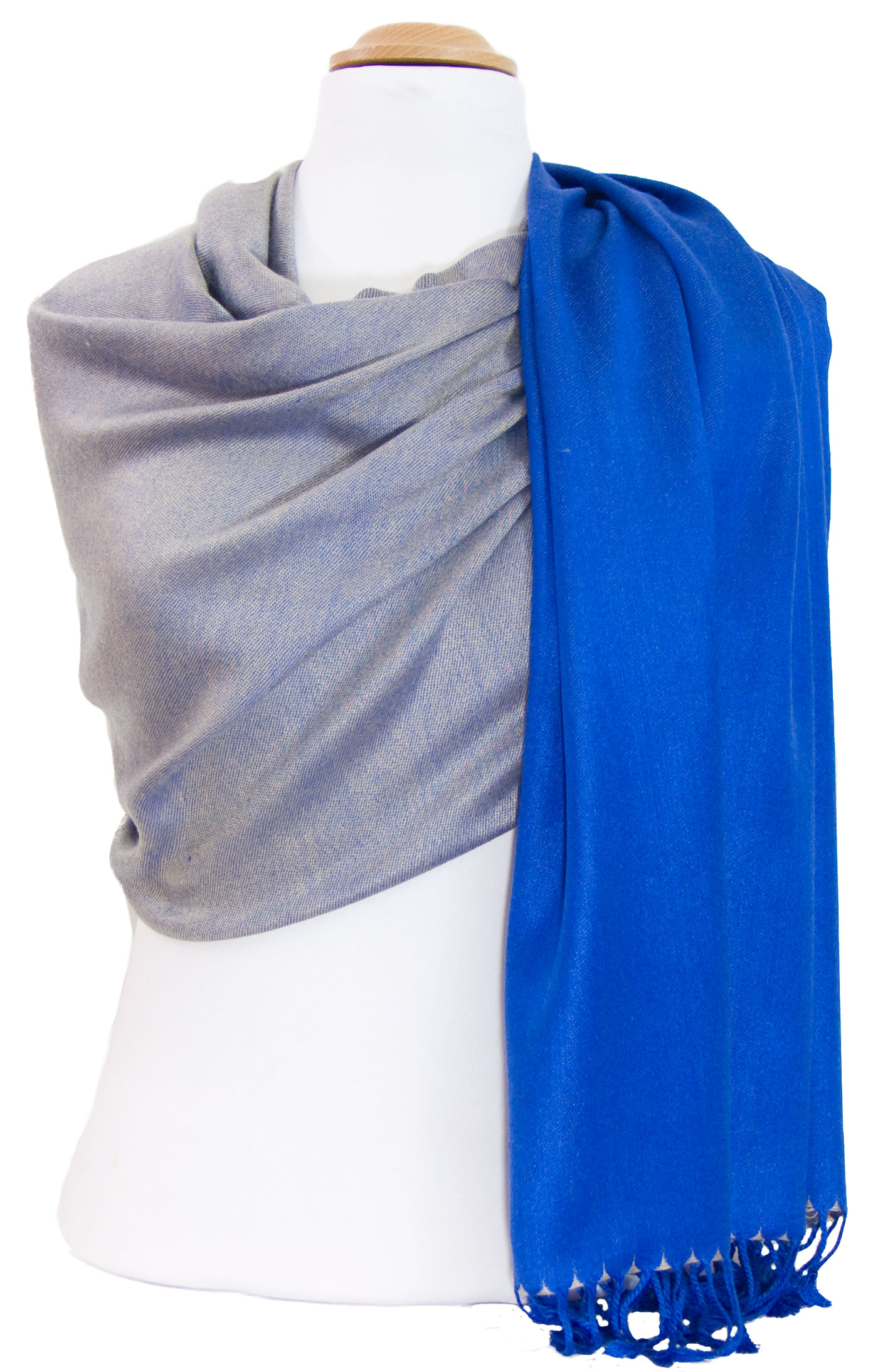 Etole bleu roi beige pashmina réversible 1