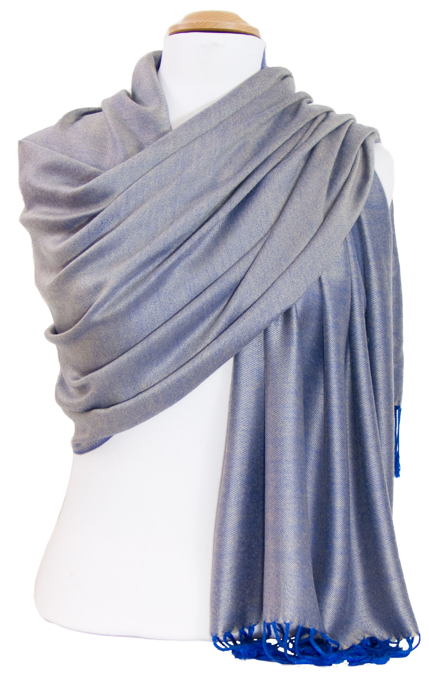 Etole bleu roi beige pashmina réversible 4