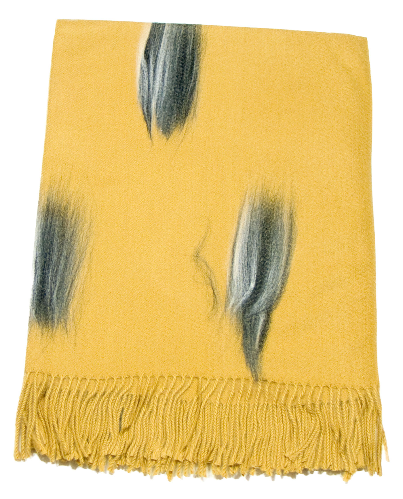 étole jaune moutarde cachemire laine plume 1
