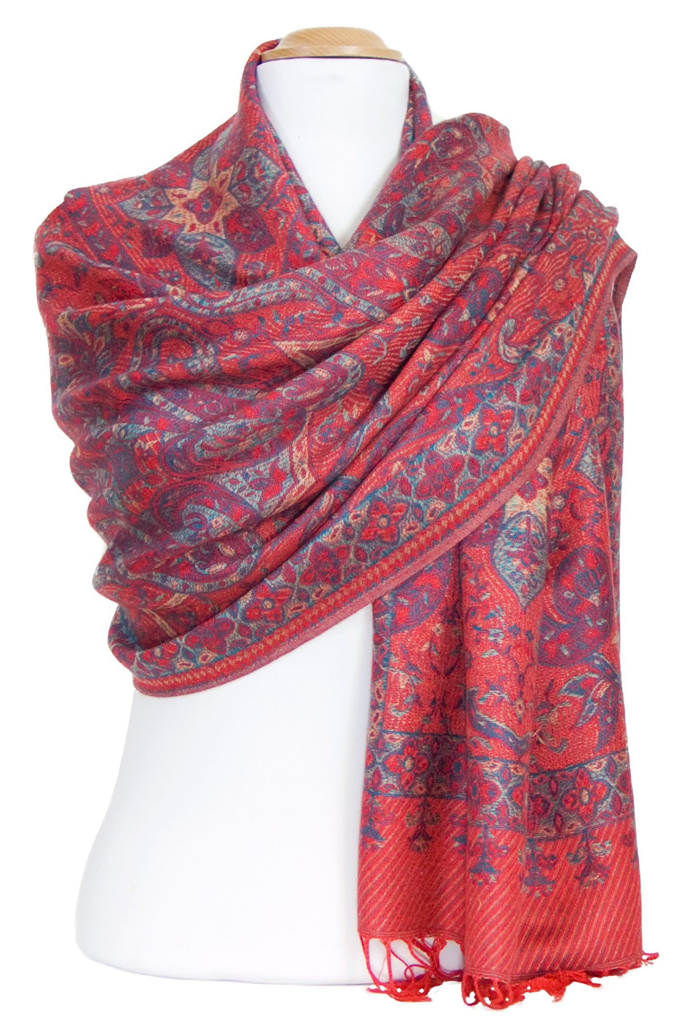 Etole pashmina rouge motifs baroques