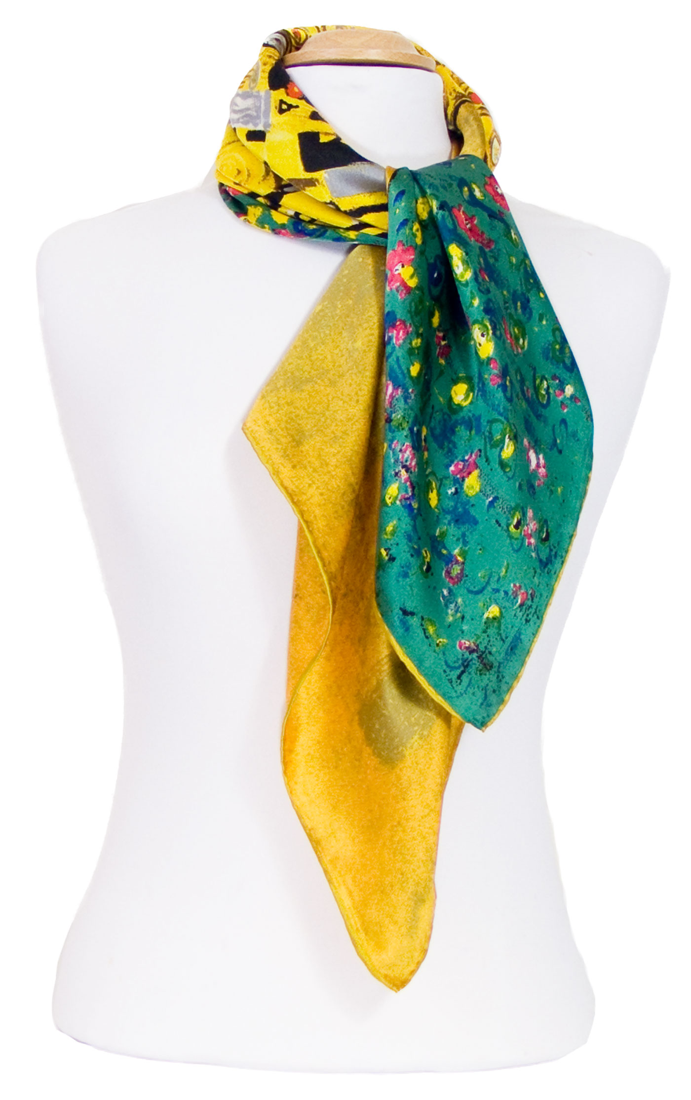 Foulard Carré En Soie Pure 53x53cm – Imprimé œuvre D’art Gustav Klimt, Bandana, Accessoire Femme