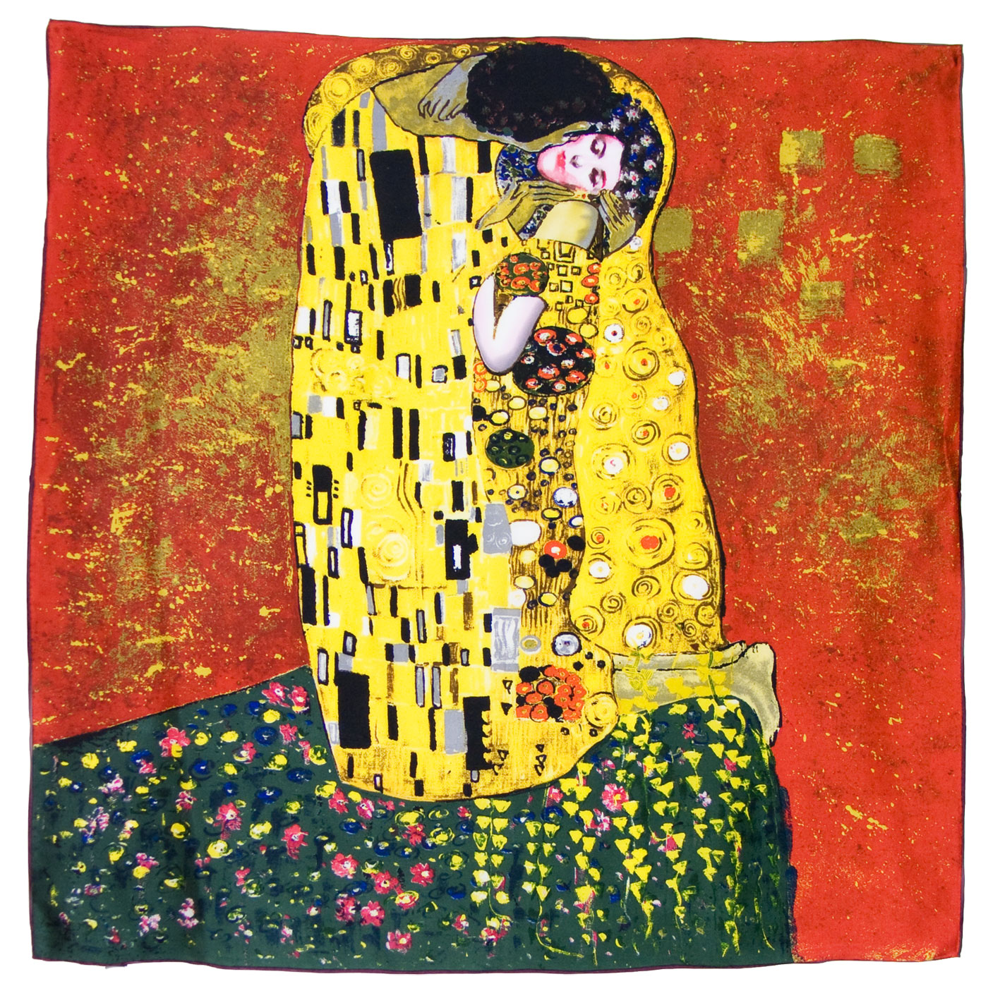 Foulard en soie carré artysilk Le baiser rouge Klimt