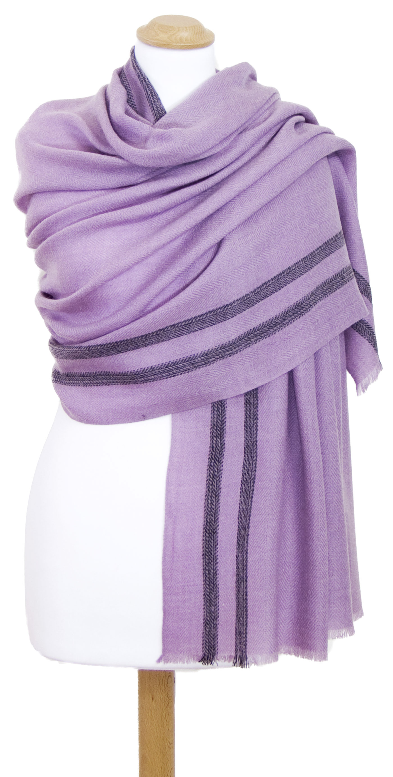 étole femme parme laine fine rayures 2