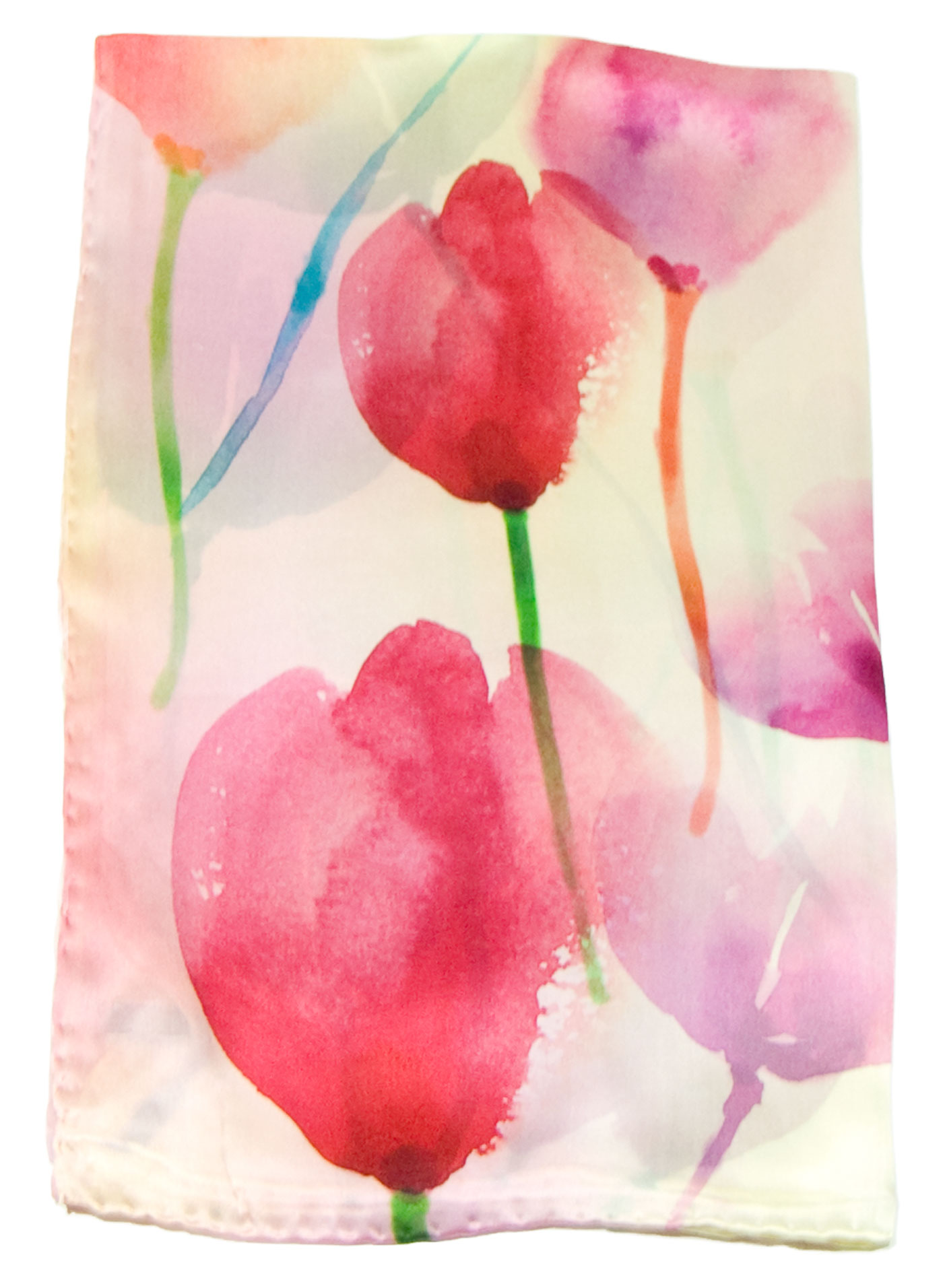 foulard femme rose tulipes