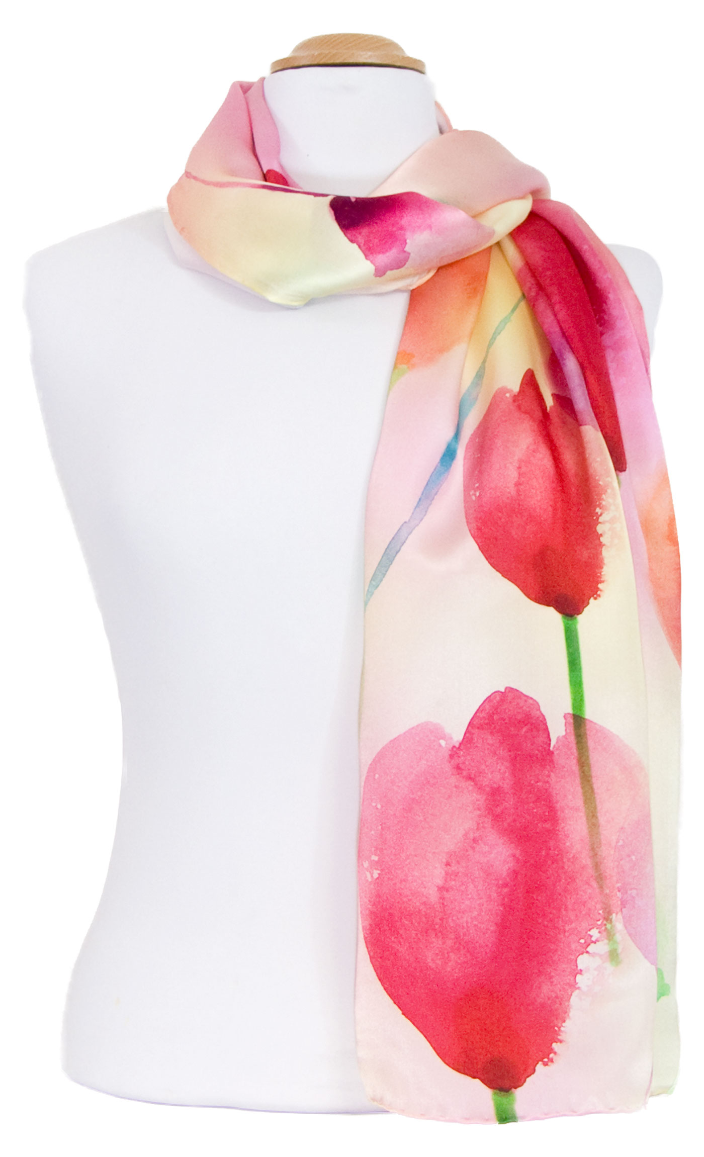 foulard soie rose tulipes femme