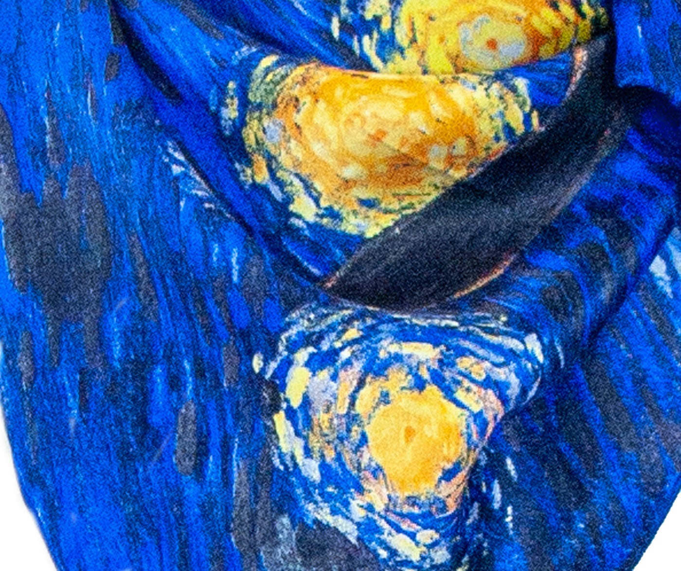 carré de soie bleu femme reproduction tableau nuit étoilée Van Gogh