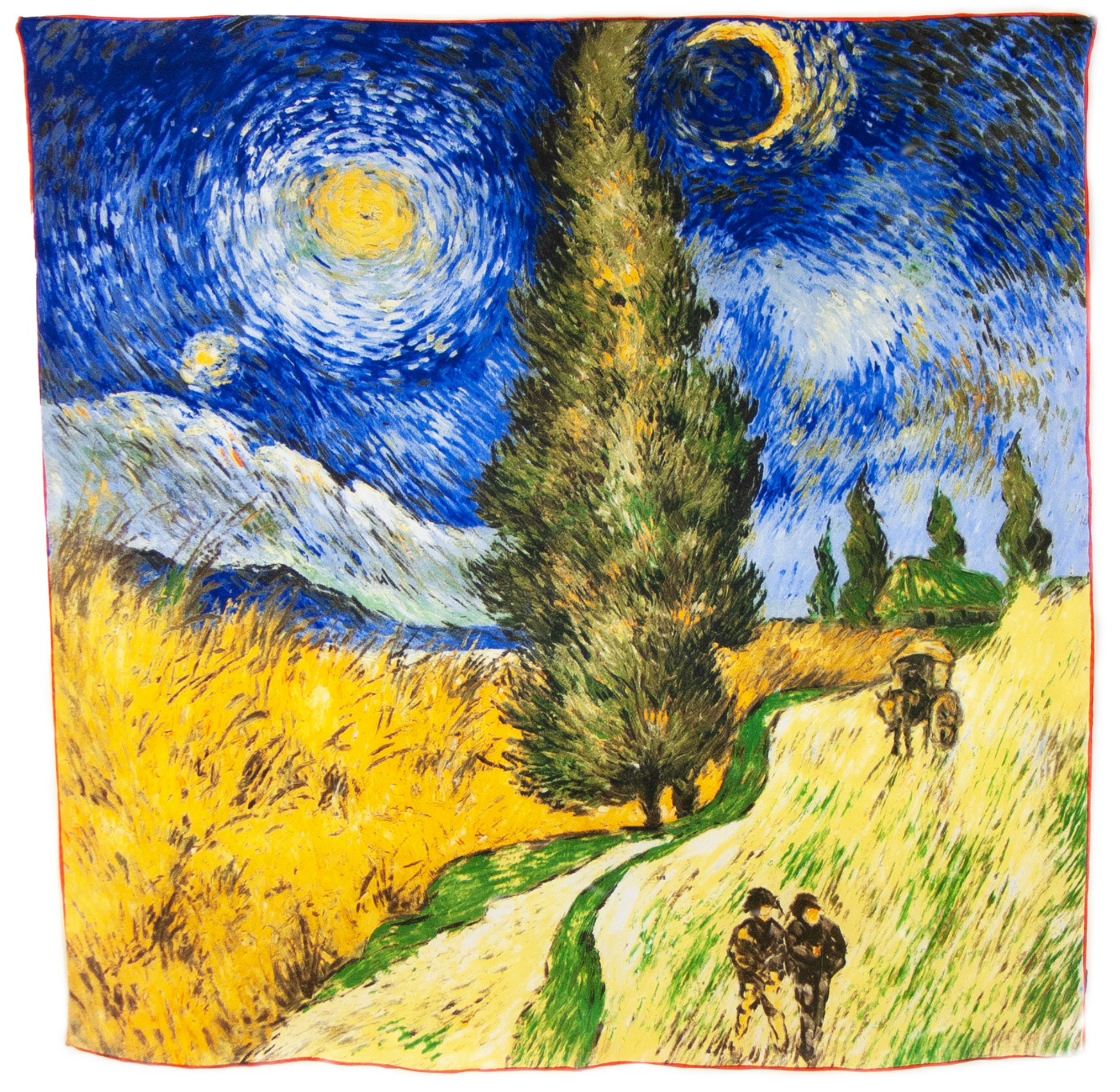 foulard en soie route avec cyprés Van Gogh
