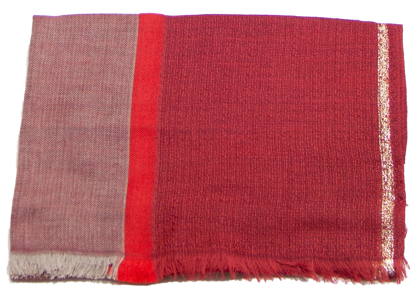 echarpe femme laine rouge lurex