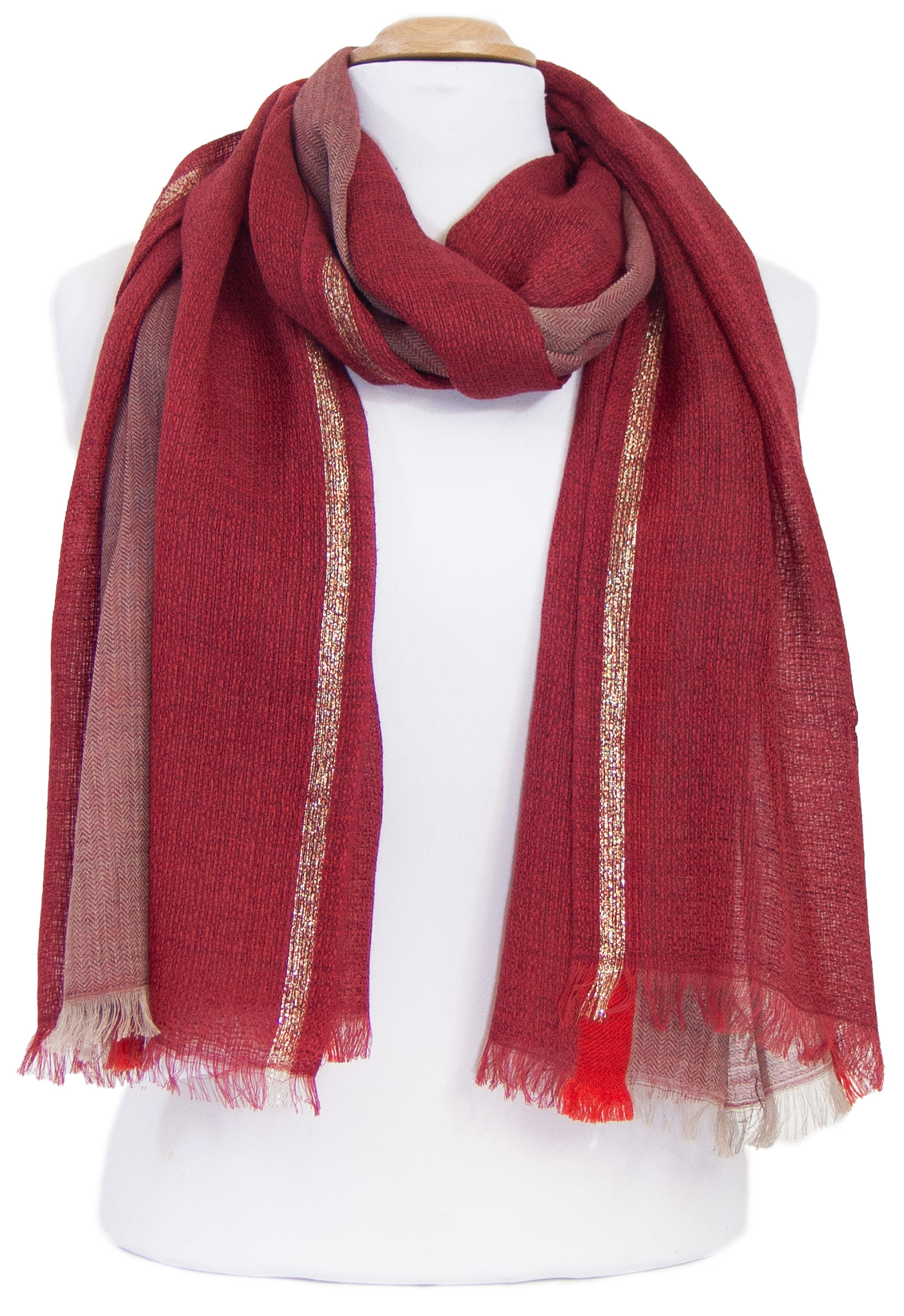echarpe laine rouge lurex pour femme