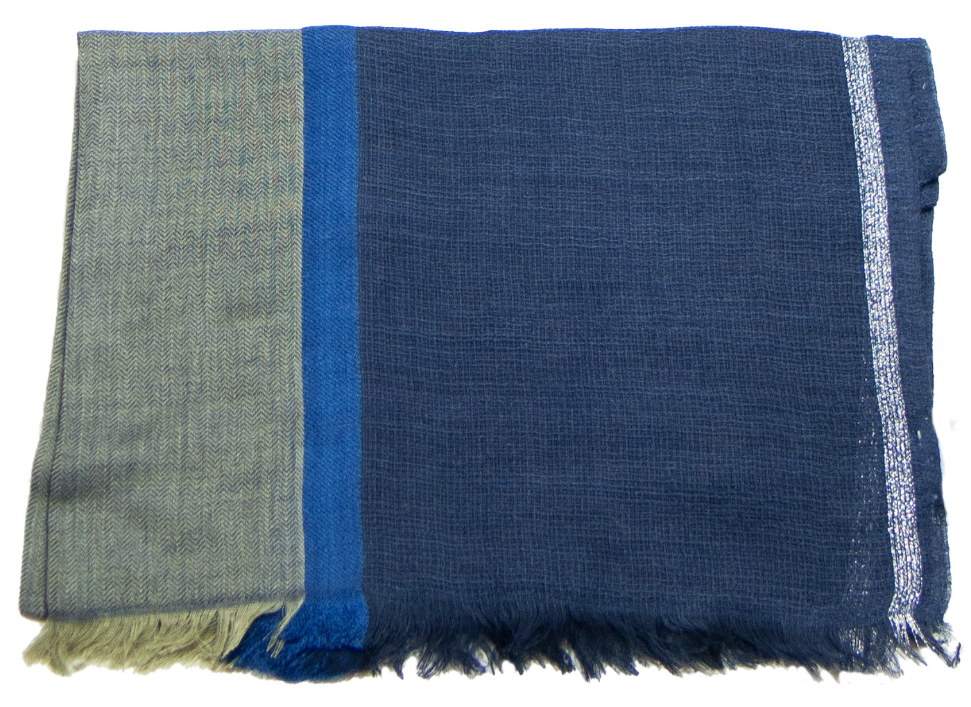 echarpe femme laine bleu lurex
