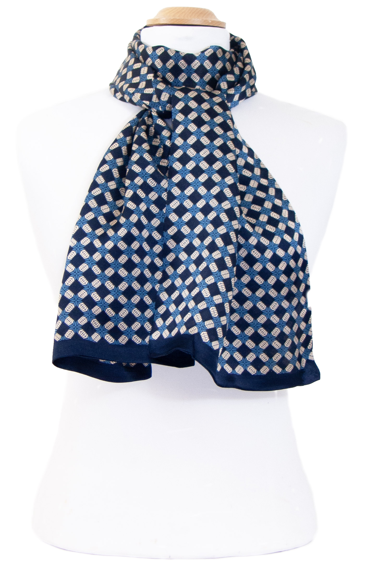 foulard bleu marine soie homme Lionel