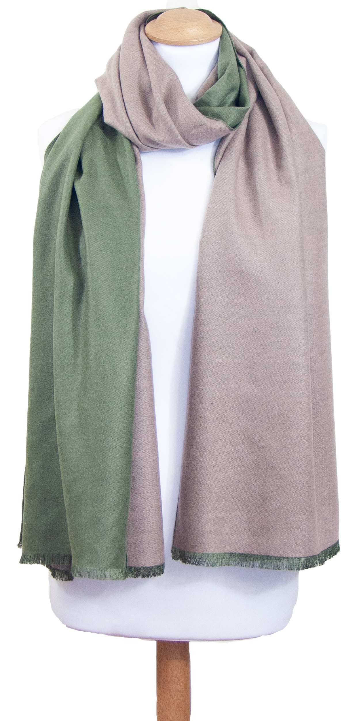 étole beige vert beige rosé pour femme réversible