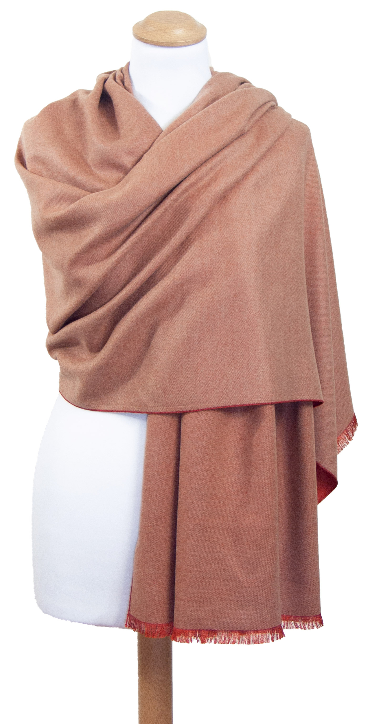 étole chale  femme orange beige réversible