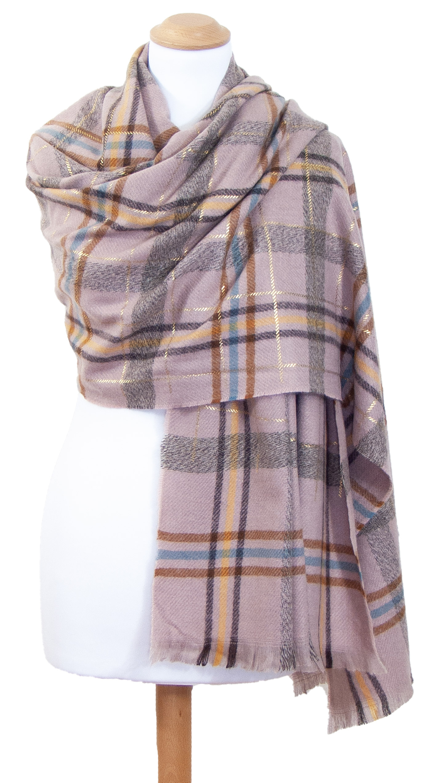 Châle femme rose grisé tartan Christie