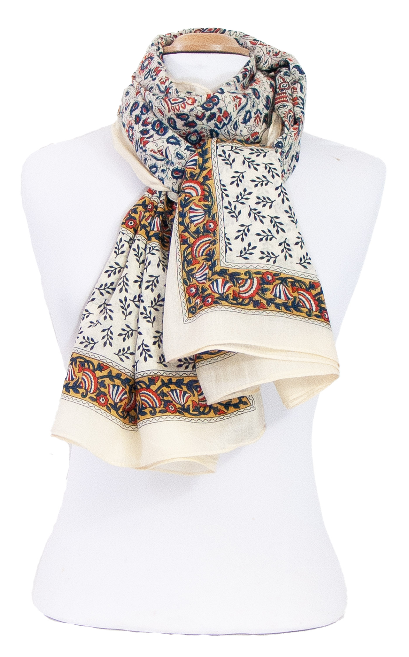foulard cheche pareo bleu coton traditionnel indien Indiana