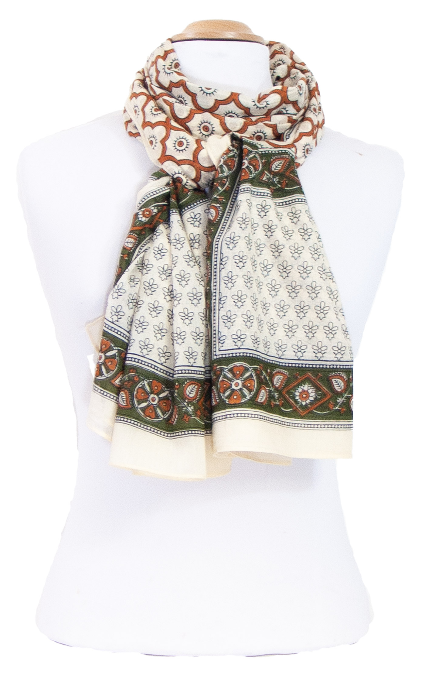 foulard cheche pareo beige coton traditionnel indien Indiana