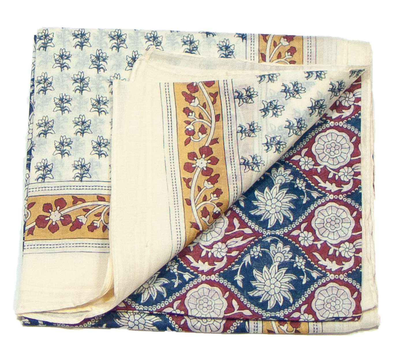 foulard femme paréo coton indien traditionnel bleu Kali
