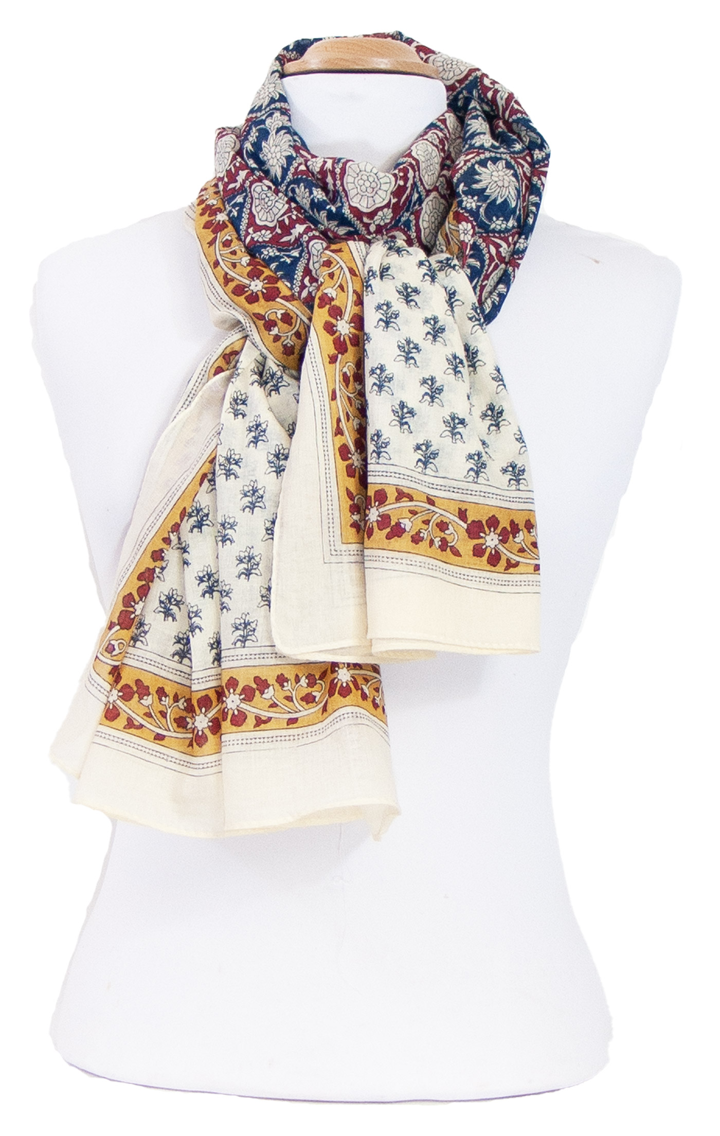 foulard cheche pareo bleu coton traditionnel indien Kali