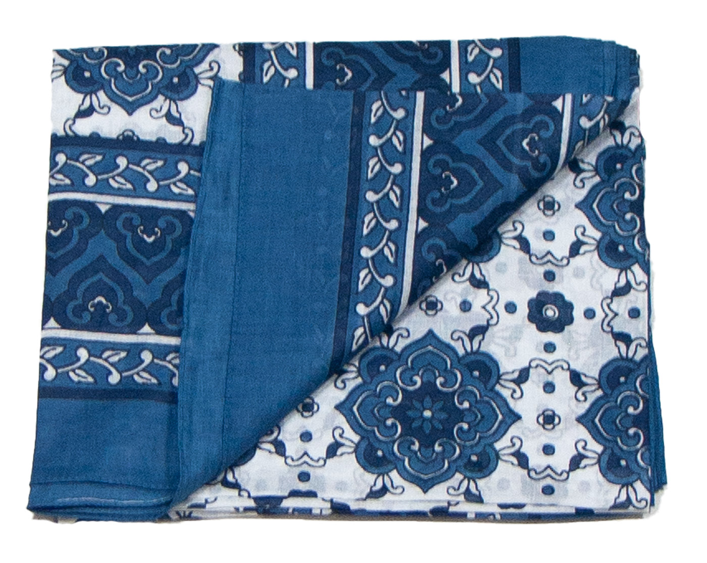 foulard femme paréo coton indien traditionnel bleu Arya