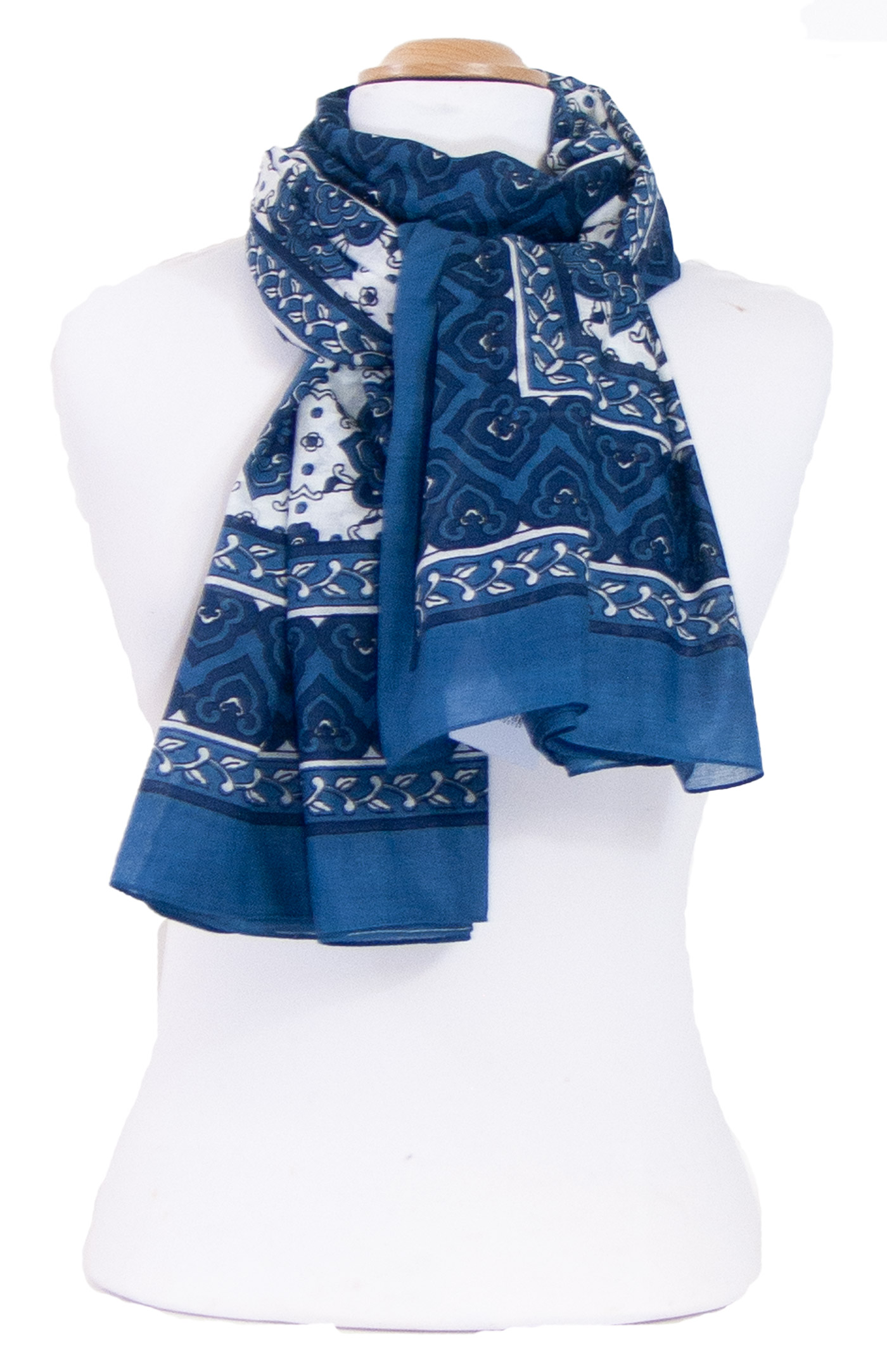 chèche femme foulard paréo bleu coton motifs traditionnels indiens Arya