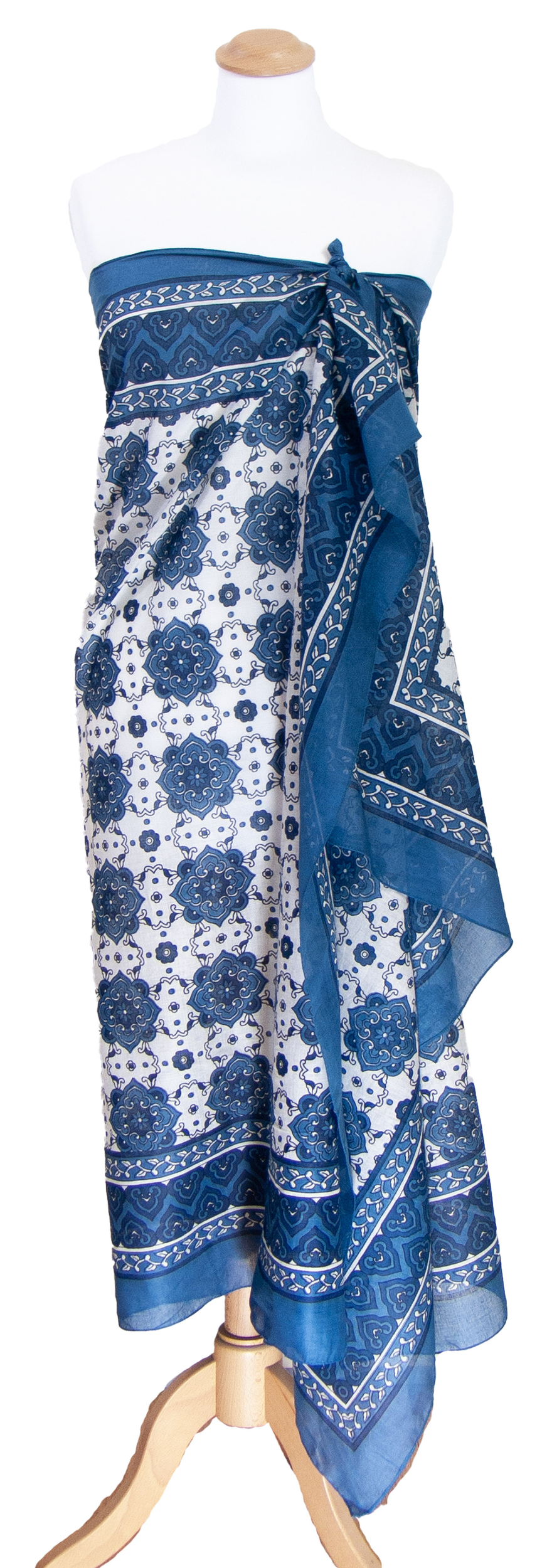 pareo foulard bleu pour femme imprimé traditionnel indien  Arya