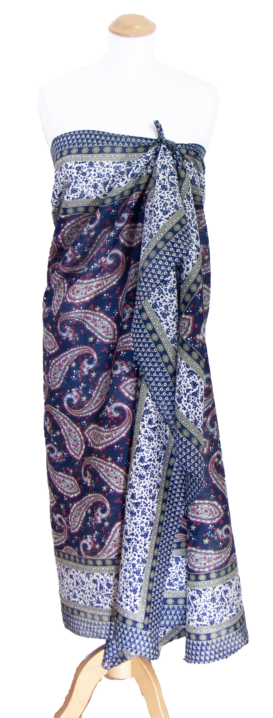 pareo foulard bleu marine pour femme imprimé traditionnel indien  Jay
