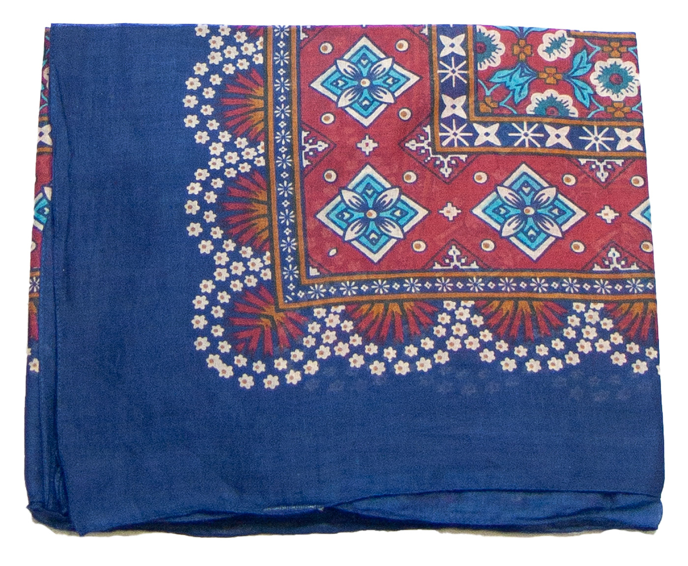 foulard femme paréo coton indien traditionnel bleu marine Chana